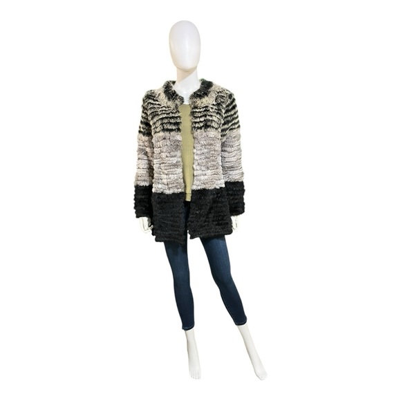 Elliatt Monochrome Scenery Rabbit Fur Jacket, Small - Picture 2 of 9
